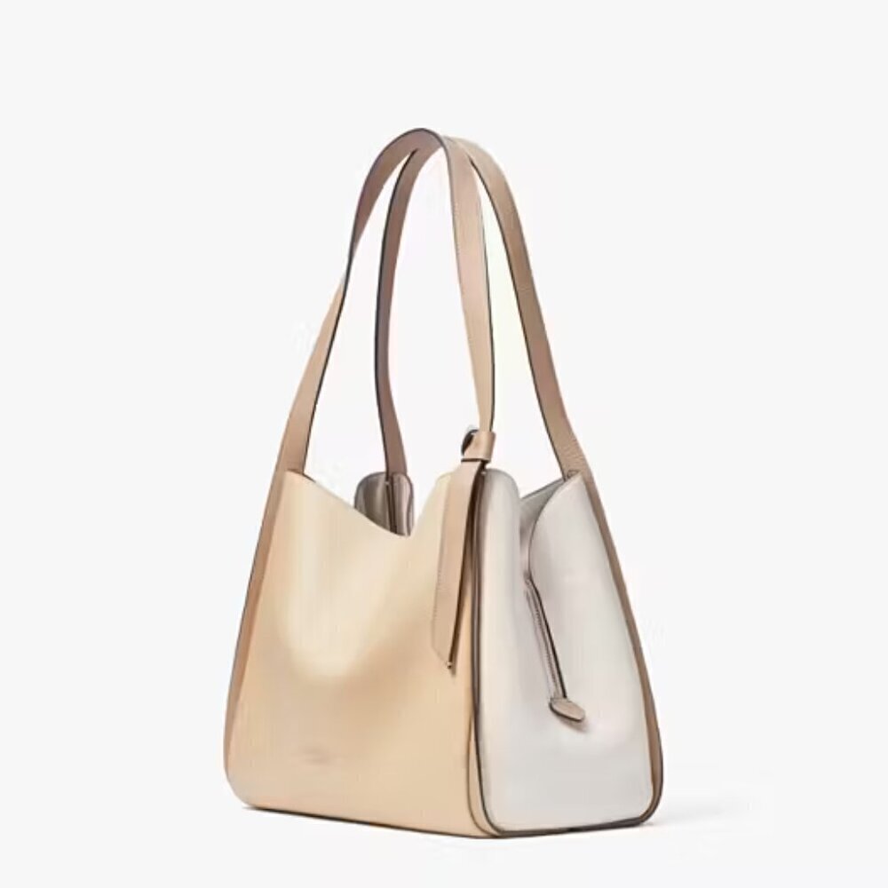 NWT Kate Spade Knott Large Shoulder Bag Colorblock Warm Stone Quiet Luxury